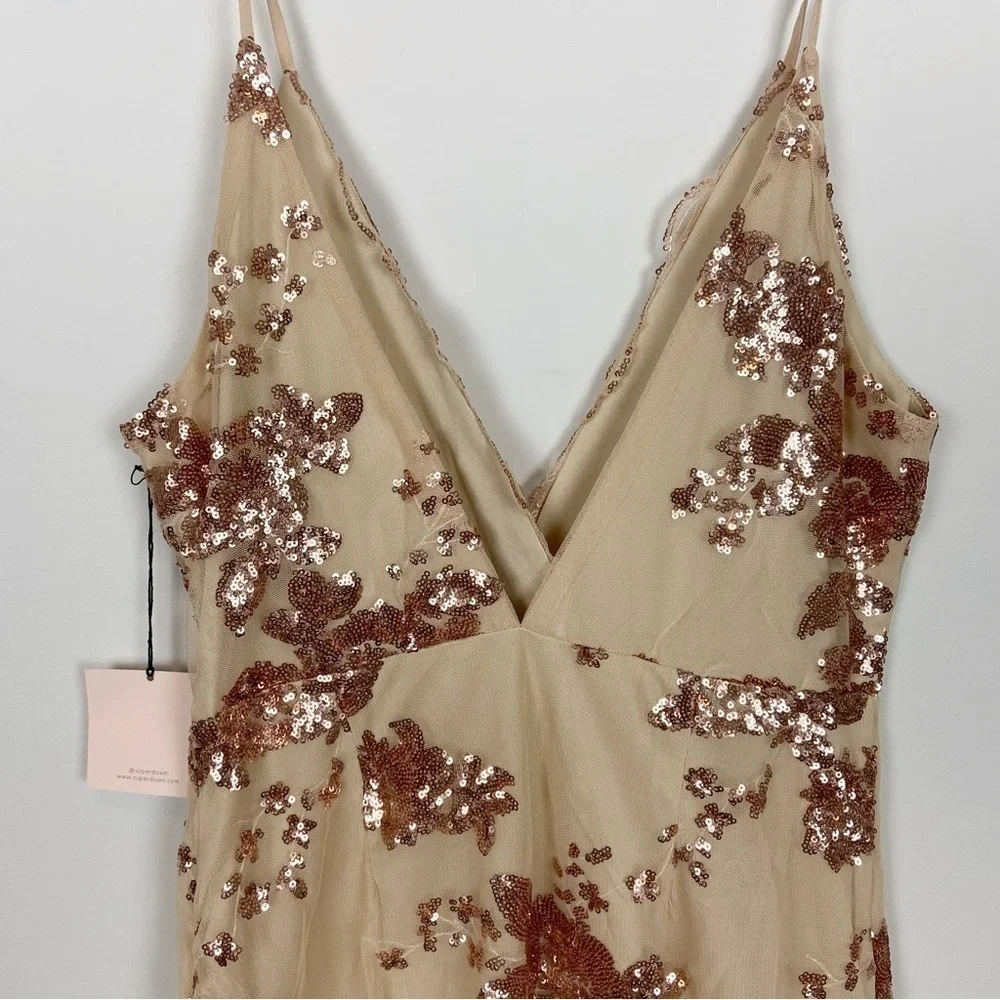 Superdown Abigal Mini Dress in Gold Size L